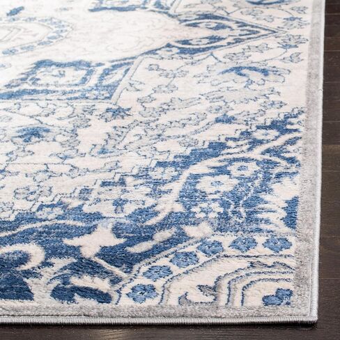 SAFAVIEH Brentwood Collection 2' x 8' Cream/Blue BNT816D Oriental Medallion Non-Shedding Living Room Entryway Foyer Hallway Bedroom Runner Rug in Saudi Arabia