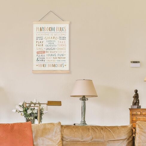 LUVADIAN Playroom Wall Decor, Playroom Rules Poster Hanger Frame, Play Room Wall Art, Boho Playroom Decor for Kids, Kids Room Wall Decor, Nursery Wall Art Decor, 12x16 Inches in Kuwait