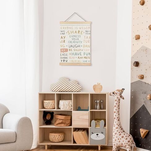 LUVADIAN Playroom Wall Decor, Playroom Rules Poster Hanger Frame, Play Room Wall Art, Boho Playroom Decor for Kids, Kids Room Wall Decor, Nursery Wall Art Decor, 12x16 Inches in Kuwait