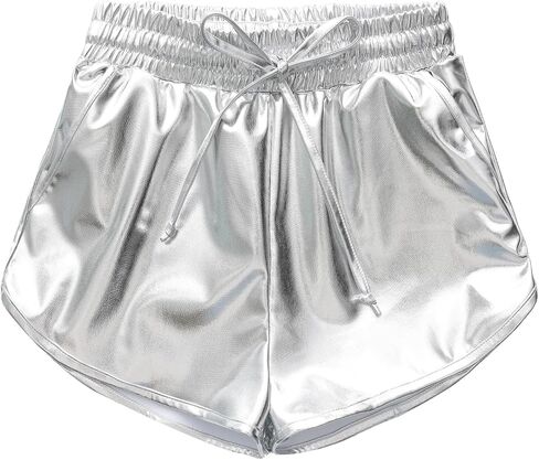 Girls Metallic Shorts Sparkly Shinly Dance Hot Pants Kids Glitter Gymnastics Shorts in Kuwait