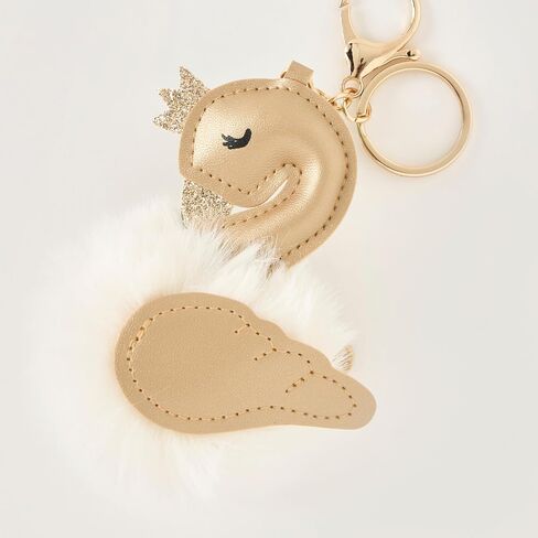 Kawaii Pom pom Faux Fur Fluffy leather Swan KeyRing, Purse Backpack Charms, Pendant Accessories Key Chain in Saudi Arabia