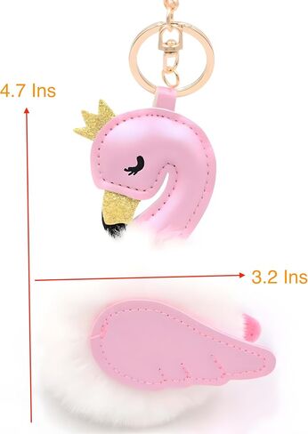 Kawaii Pom pom Faux Fur Fluffy leather Swan KeyRing, Purse Backpack Charms, Pendant Accessories Key Chain in Saudi Arabia