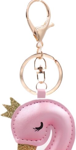 Kawaii Pom pom Faux Fur Fluffy leather Swan KeyRing, Purse Backpack Charms, Pendant Accessories Key Chain in Saudi Arabia