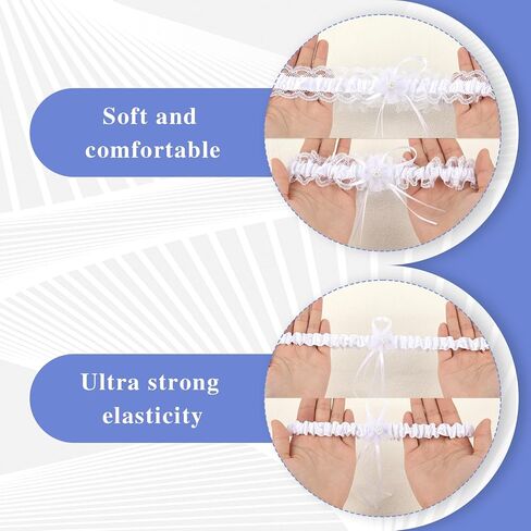 2 Pcs Garters for Bride, Pearl Wedding Garters for Bride Lace Garter Belts Stretchy Bridal Garters Bride Gift in Saudi Arabia