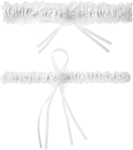 2 Pcs Garters for Bride, Pearl Wedding Garters for Bride Lace Garter Belts Stretchy Bridal Garters Bride Gift in Saudi Arabia