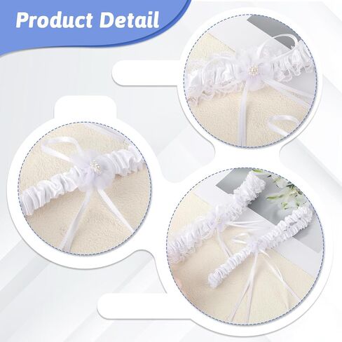 2 Pcs Garters for Bride, Pearl Wedding Garters for Bride Lace Garter Belts Stretchy Bridal Garters Bride Gift in Saudi Arabia