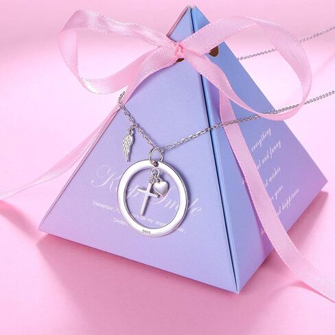 FLYOW 925 Sterling Silver Memorial Necklace A Piece of My Heart is in Heaven Pendant Jewelry in Memory of Mom Dad Grandma Grandpa Pet Loss Memorial Gift in Saudi Arabia
