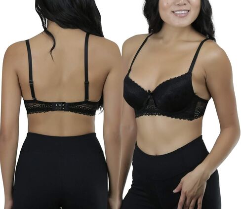 ToBeInStyle Women's Pack of 6 Wired Padded Lace Bras with Adjustable Straps in Saudi Arabia