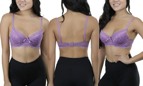 ToBeInStyle Women's Pack of 6 Wired Padded Lace Bras with Adjustable Straps in Saudi Arabia