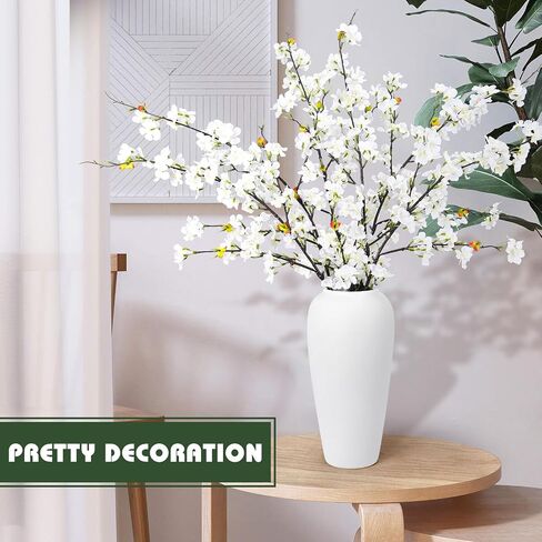 6pcs Faux Cherry Blossom Branches Cherry Blossom Decor Artificial Cherry Blossom Flowers with Long Stems for Tall Vases Home Decoration, Wedding Kitchen Decoration (White) in Saudi Arabia