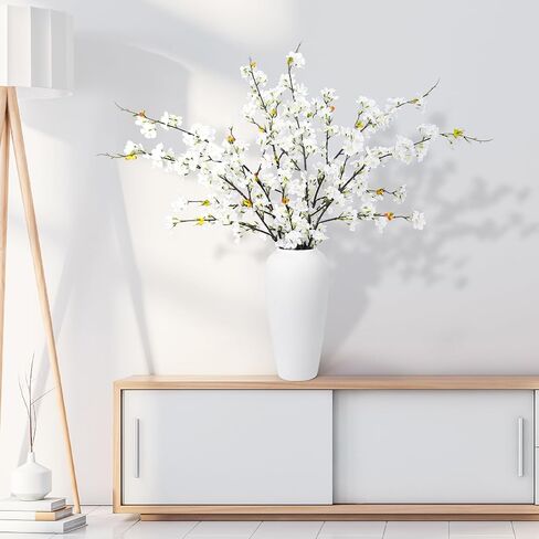 6pcs Faux Cherry Blossom Branches Cherry Blossom Decor Artificial Cherry Blossom Flowers with Long Stems for Tall Vases Home Decoration, Wedding Kitchen Decoration (White) in Saudi Arabia