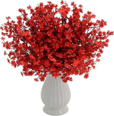 Babys Breath الاصطناعي الزهور باقات Gypsophila السائبة لمسة حقيقية وهمية الزهور الحريرية للمنزل الزفاف DIY ترتيب الزهور طاولة المطبخ المركزية ديكور المنزل (الأحمر، 12 حزمة) in Kuwait