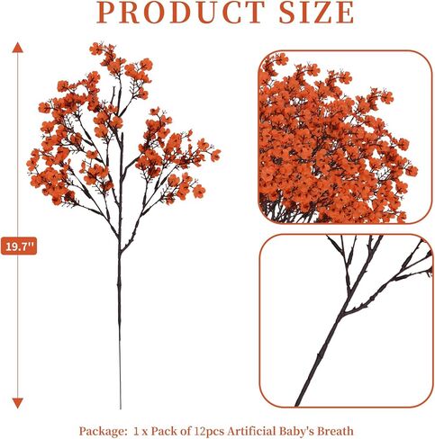 Babys Breath Artificial Flowers Gypsophila Bouquets Bulk Real Touch Fake Silk Flowers for Home Wedding DIY Floral Arrangement Kitchen Table Centerpiece Home Decor (Red, 12 Bundles) in Kuwait