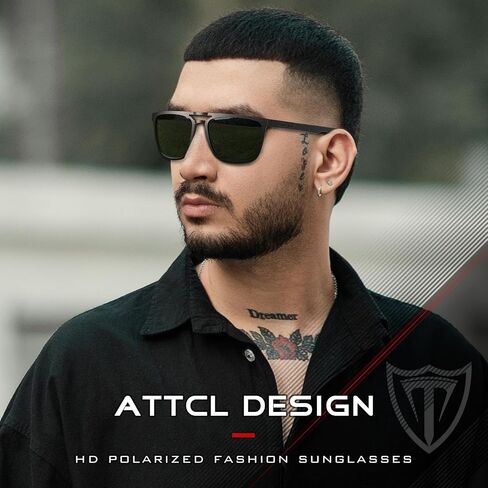 ATTCL Square Polarized Sunglasses Men: UV Protection FibraX Carbon Sunglass for Driving, Fishing, Travel, Mens Shades in Saudi Arabia