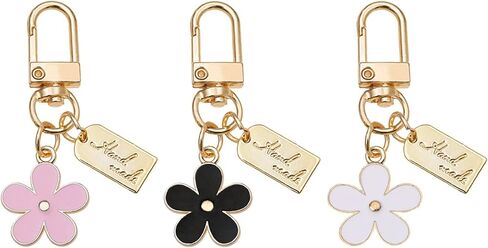 3 Pcs Women Keychain Flower Key Chain Charm Cute Small Bag Charm Car Key Ring Metal Keychain Pendant for Women Girls in Kuwait