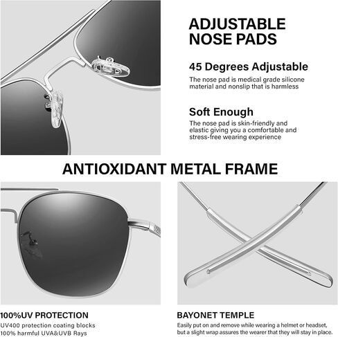 Aviator Sunglasses Lightweight TR90 Unbreakable Polarized Driving Metal Frame Pilot Sun Glasses with UV Protection in Saudi Arabia