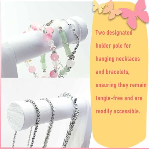 منظم القرط والمجوهرات، رف حامل القرط الخشبي الريفي، أقراط مسمارية وحوامل أقراط حلقية، منظم حامل المجوهرات مع 212 فتحة شجرة قرط هدايا للنساء (عتيق) in Kuwait