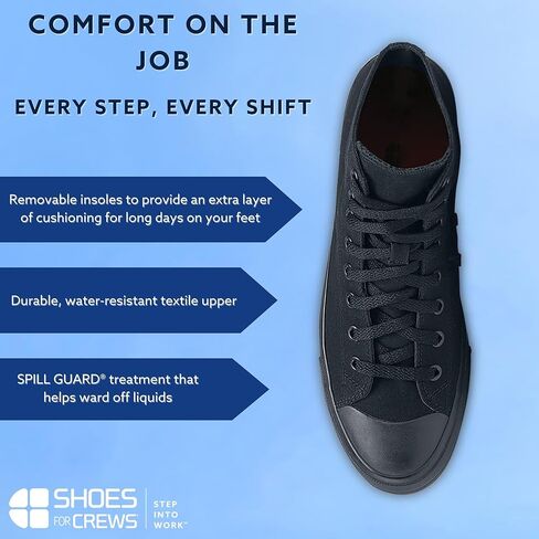 Shoes for Crews Pembroke, Men's, Women's, Unisex Slip Resistant Work Shoes, Water Resistant Sneakers, Black Canvas or Leather in Kuwait