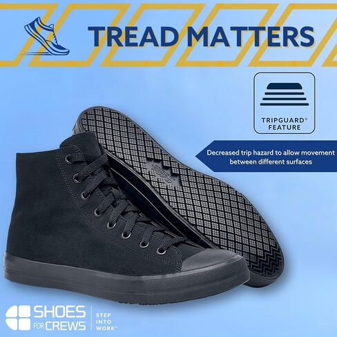 Shoes for Crews Pembroke, Men's, Women's, Unisex Slip Resistant Work Shoes, Water Resistant Sneakers, Black Canvas or Leather in Kuwait