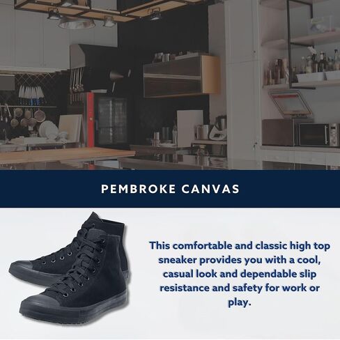 Shoes for Crews Pembroke, Men's, Women's, Unisex Slip Resistant Work Shoes, Water Resistant Sneakers, Black Canvas or Leather in Kuwait