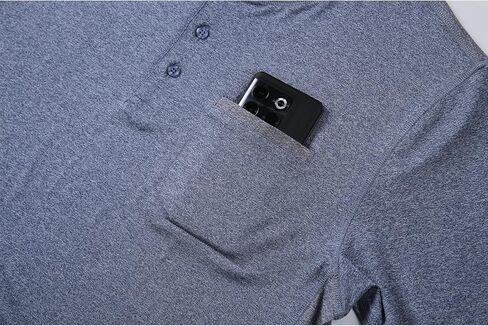 ZITY Mens Henley Shirt Short Sleeve Basic Button-Down T-Shirt with Pockets Solid Color Henley Shirt in Kuwait