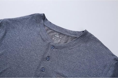 ZITY Mens Henley Shirt Short Sleeve Basic Button-Down T-Shirt with Pockets Solid Color Henley Shirt in Kuwait