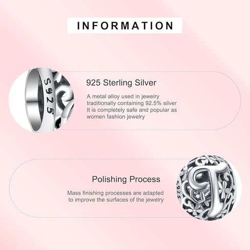 حرف T سحر 925 فضة الأبجدية الخرزة للأساور تهجئة كلمتك in Kuwait