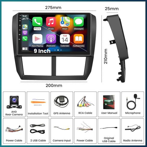 UNITOPSCI 4G+64G Android Car Stereo Radio for Subaru Forester Impreza WRX 2008-2012 Wireless CarPlay Android Auto Bluetooth 5.0 GPS 9 Inch 1280*720 Touchscreen DSP 32 EQ FM/RDS WiFi Backup Camera Mic in Saudi Arabia