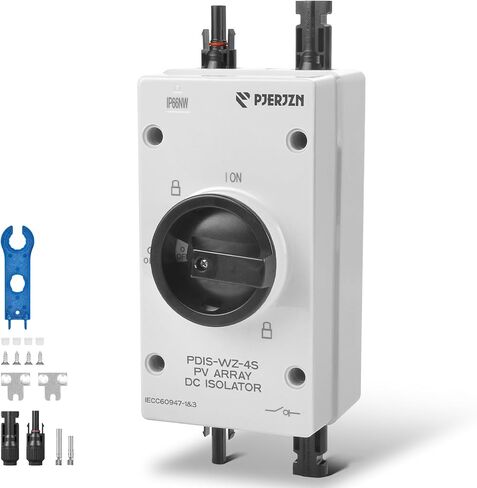 Solar Panel Disconnect Switch 32A 1000V 4 Pole Pv DC Isolator Switch Outdoor Solar Panel Switch Disconnect Cut Off for Solar Panel Photovoltaic System(1000V 32A) in Saudi Arabia