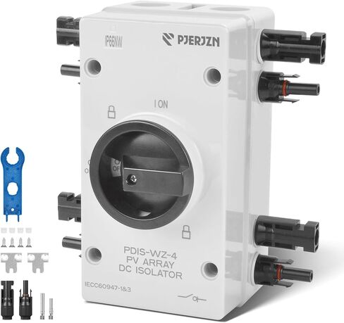 Solar Panel Disconnect Switch 32A 1000V 4 Pole Pv DC Isolator Switch Outdoor Solar Panel Switch Disconnect Cut Off for Solar Panel Photovoltaic System(1000V 32A) in Saudi Arabia