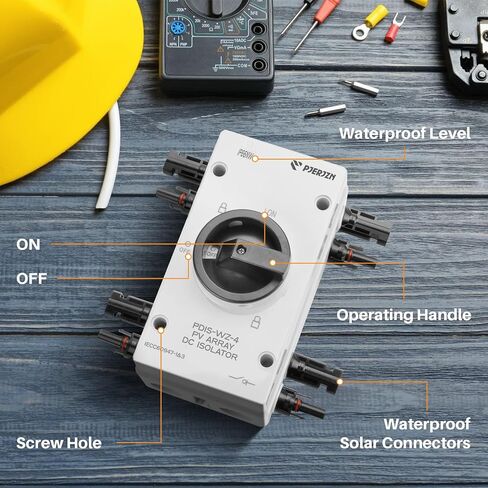 Solar Panel Disconnect Switch 32A 1000V 4 Pole Pv DC Isolator Switch Outdoor Solar Panel Switch Disconnect Cut Off for Solar Panel Photovoltaic System(1000V 32A) in Saudi Arabia