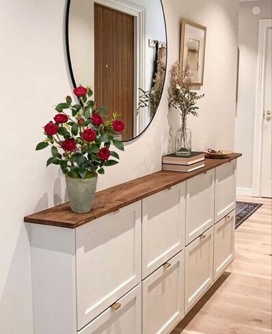 Artificial Flower Plants Camellia Pink Roses Faux Potted Plant with Cement Pot Fake Silk Flower Rose Camellias Flower Arrangement Office Home Decor Bathroom Shelf Desk Decoration 15 Inch in Kuwait