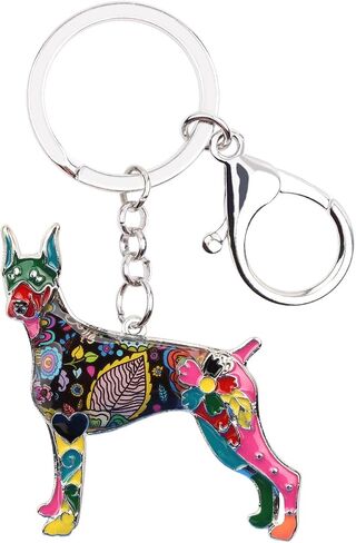 WEVENI Enamel Alloy Doberman Dog Keychain Accessories Jewelry Charms For Women Girls Bag Car Wallet in Saudi Arabia