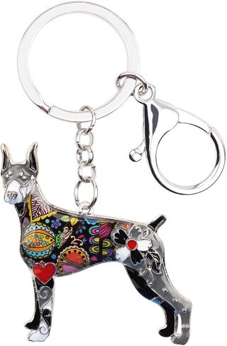 WEVENI Enamel Alloy Doberman Dog Keychain Accessories Jewelry Charms For Women Girls Bag Car Wallet in Saudi Arabia