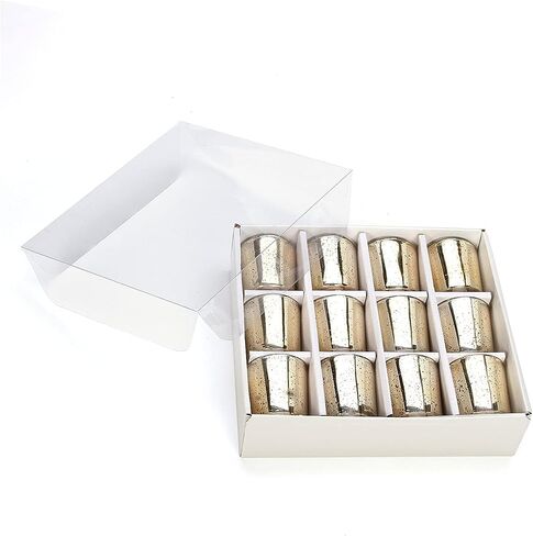 Hosley's Set of 12 Metallic Glass, Speckled Silver Finish Votive/Tea Light Holder, 3" High Each. Ideal Gift and Use for Weddings, Spa, Aromatherapy, Tealights, Candle Gardens in Saudi Arabia