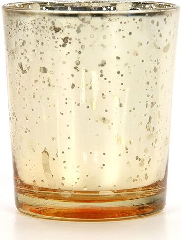 Hosley's Set of 12 Metallic Glass, Speckled Silver Finish Votive/Tea Light Holder, 3" High Each. Ideal Gift and Use for Weddings, Spa, Aromatherapy, Tealights, Candle Gardens in Saudi Arabia