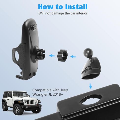 JeCar JL Dash Phone Mount Dashboard Cellphone Holder with Storage Tray Interior Accessories Compatible with Jeep Wrangler 2018-2023 JL JLU & 2020-2023 Gladiator JT Truck in Saudi Arabia