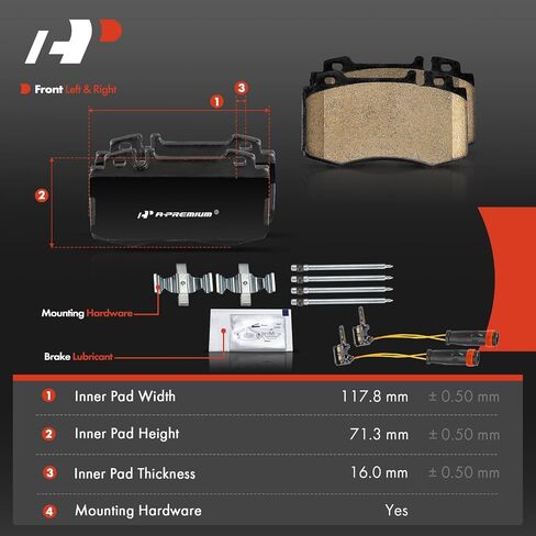A-Premium Front Ceramic Disc Brake Pads Set Compatible with Mercedes-Benz C230, C320, C350, C32/C55 AMG, E350, E500, S350, S430, S500, S600, SL500, SL550, SL600, SLK350, ML430, ML500, CL500, 4 Pcs in Saudi Arabia