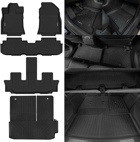 سجادات أرضية Naibeve لعام 2019-2023 2024 Subaru Ascent Bucket Seating 7 مقاعد - جميع الأحوال الجوية لسوبارو Ascent Cargo Mat غطاء المقعد الخلفي ملحقات حامية (سجادات الأرضية + حصيرة صندوق السيارة + حصيرة مسند الظهر) in Kuwait
