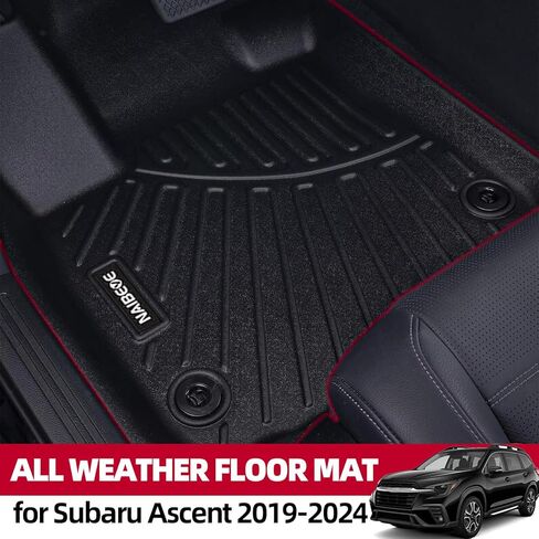 سجادات أرضية Naibeve لعام 2019-2023 2024 Subaru Ascent Bucket Seating 7 مقاعد - جميع الأحوال الجوية لسوبارو Ascent Cargo Mat غطاء المقعد الخلفي ملحقات حامية (سجادات الأرضية + حصيرة صندوق السيارة + حصيرة مسند الظهر) in Kuwait