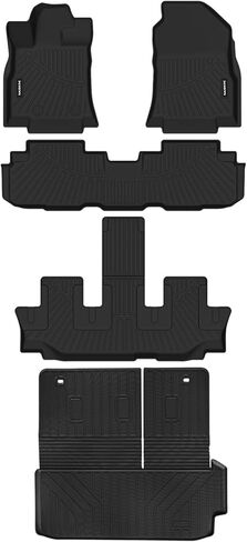 سجادات أرضية Naibeve لعام 2019-2023 2024 Subaru Ascent Bucket Seating 7 مقاعد - جميع الأحوال الجوية لسوبارو Ascent Cargo Mat غطاء المقعد الخلفي ملحقات حامية (سجادات الأرضية + حصيرة صندوق السيارة + حصيرة مسند الظهر) in Kuwait