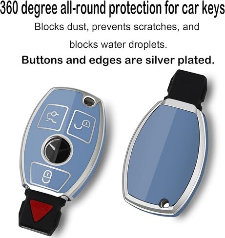for Mercedes Benz Key fob Cover with Keychain/Keyring,Soft TPU Key Shell,fit C E S G-Class CLA CLS GLA GLC GLS,ect Remote car Key(Black) in Saudi Arabia