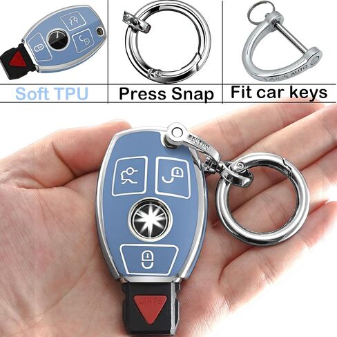 for Mercedes Benz Key fob Cover with Keychain/Keyring,Soft TPU Key Shell,fit C E S G-Class CLA CLS GLA GLC GLS,ect Remote car Key(Black) in Saudi Arabia
