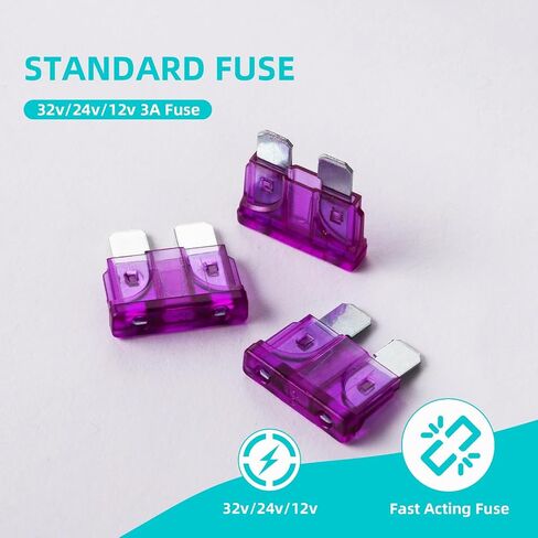 100Pcs 3 Amp Fuses Stanbdard Fuse, 3A Car Fuse Blade for Automotive, Truck, Boat, Motorcycle in Saudi Arabia