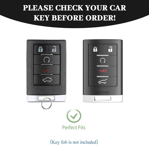 for Cadillac Key Fob Cover, Soft TPU Key Case Protection Compatible with 2008-2015 Cadillac Escalade SRX CTS ATS XTS DTS STS 5 Buttons Smart Car Key Accessories (Gold Black) in Kuwait
