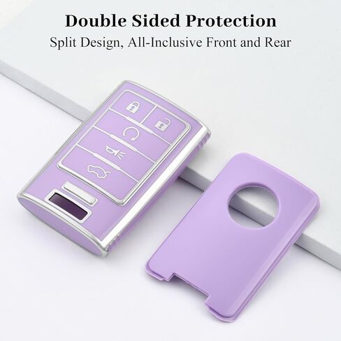 for Cadillac Key Fob Cover, Soft TPU Key Case Protection Compatible with 2008-2015 Cadillac Escalade SRX CTS ATS XTS DTS STS 5 Buttons Smart Car Key Accessories (Gold Black) in Kuwait