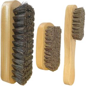 Horsehair Laundry Stain Brush 3 Pack Clothes Brush Shoes Soft Bristle Cleaning Brush Natural Wood Laundry Brush for Stains on Clothes Shoes Polishing Brush Shining Brushes (Natural Wood)