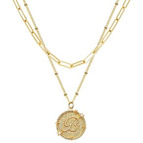 قلادة قفل أولية للنساء 14K مطلية بالذهب مشبك ورق أنيق قفل قلادة القلائد شخصية حرف A-Z مجوهرات in Kuwait