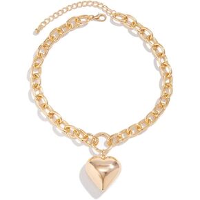 Todu Love Heart Pendant Necklac Chunky Heart Chain Y2k Punk Choker Necklace Unique Cool Hip Hop For Women Girls Fashion Jewelry
