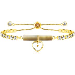Heart Mustard Seed Faith Bracelets Natural Stone Rectangle Beaded Adjustable Bolo Slider Tennis Bracelet Encouragement Inspirational Jewelry Christian Gifts for Women